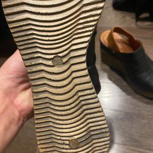 Black Leather Wedge Sandals